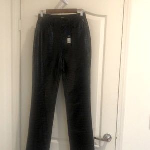 Black croc pants, window pane pattern. Not leather.